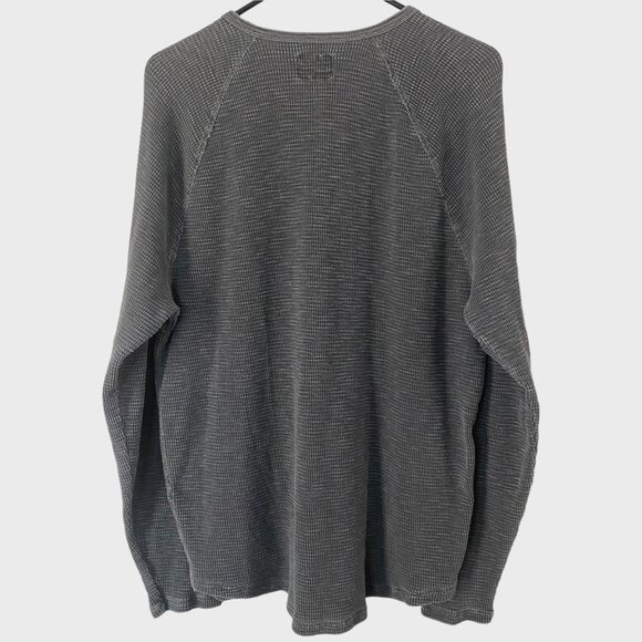 Lucky Brand Waffle Knit Henley Shirt Men's XL Gray Button-Collar Long-Sleeve - Picture 3 of 12